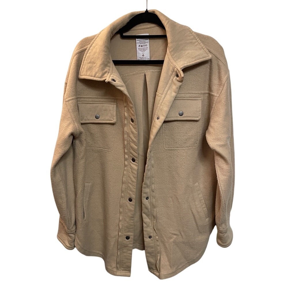 Fornia Los Angeles Mens Tan Fleece Snap Front Shacket Shirt Jacket‎ Small
